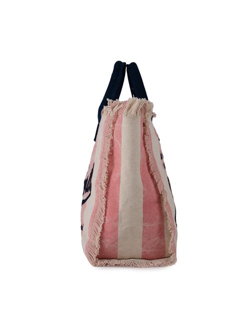 Borsa Colette Small in tela di cotone a righe Rosa/Bianco Mc2 Saint Barth | COLETTE ACC. CANVAS SMALL03301H TINA 2161 EMB